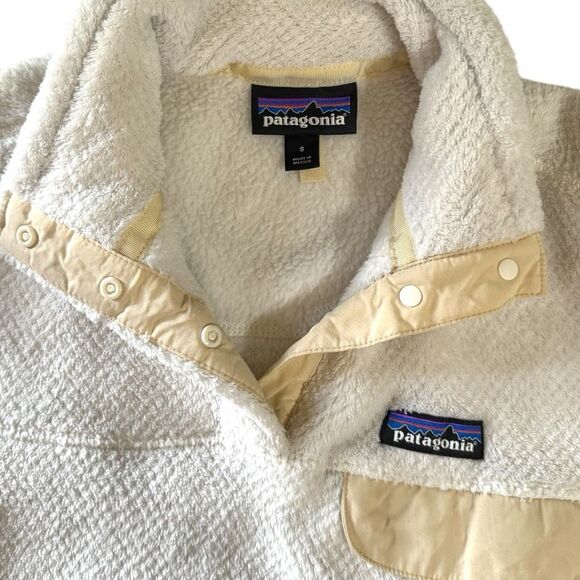 Patagonia Womens Vintage Re-Tool Snap-T Pullover Fleece Jacket White Beige Small - Picture 5 of 13